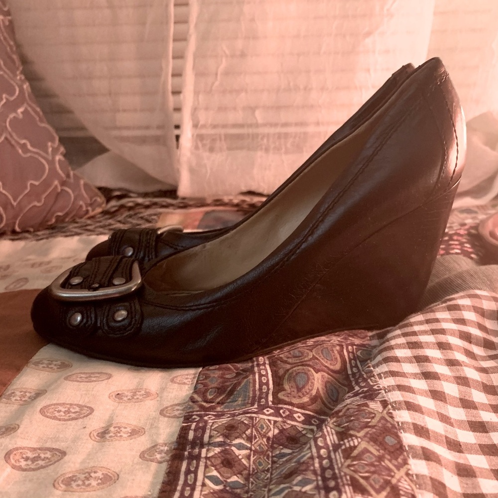Buckle Black Dress Wedges